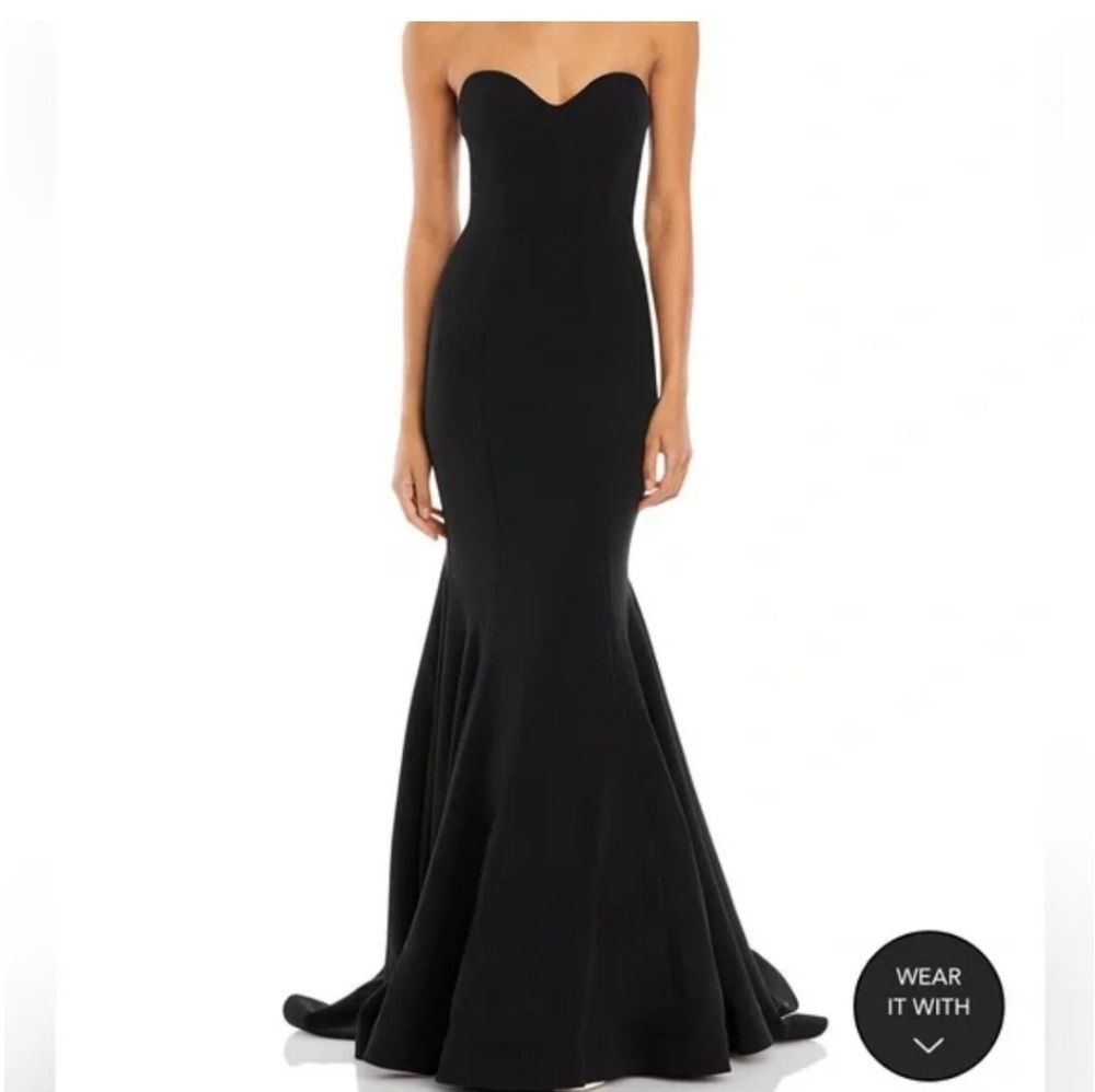 AQUA SCUBA BLACK SWEETHEART STRAPLESS CONTOURED STRETCH GOWN SZ 6